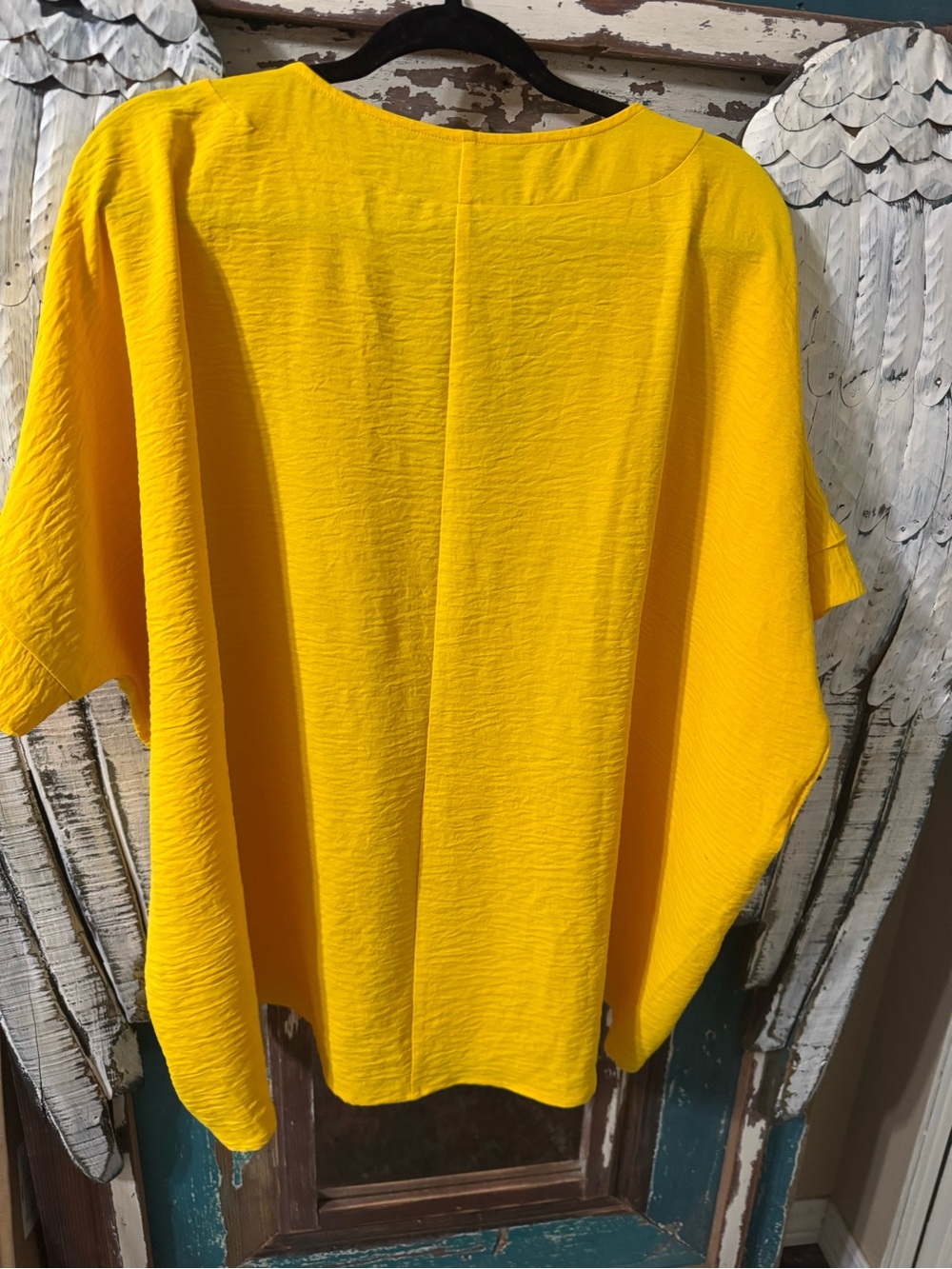 Women's V-Neck Yellow Tunic Top - Picture 3 of 4
